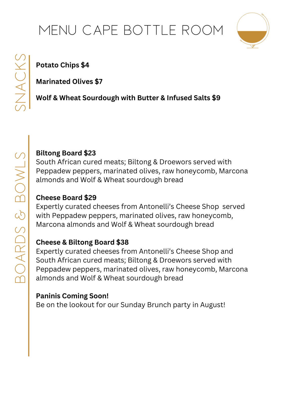 Second page of the menu